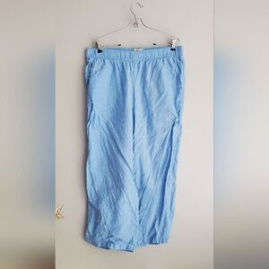 Cynthia Rowley 100% Linen Light Blue Wide Leg Pants Size XL